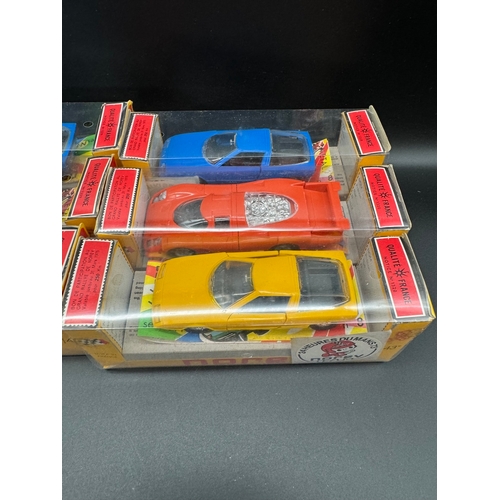 201 - Collection of 9 1970s French Norev Plastic Models Cars with Lemans Team 1973 Stickers all boxed