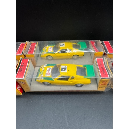 205 - A collection of 6 French 1970's Norev Plastic Model Cars Scale 1:43 Renault 6 , Ligire JS 2 Tour de ... 