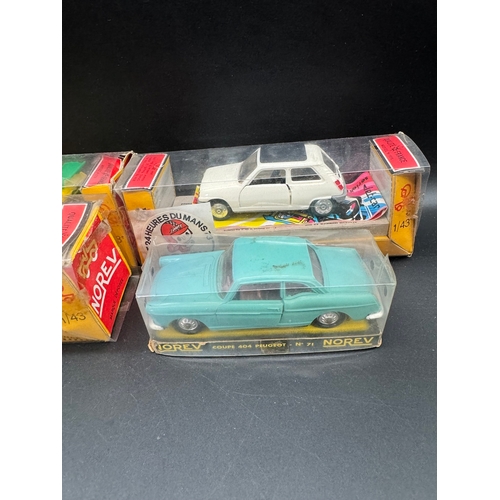 205 - A collection of 6 French 1970's Norev Plastic Model Cars Scale 1:43 Renault 6 , Ligire JS 2 Tour de ... 