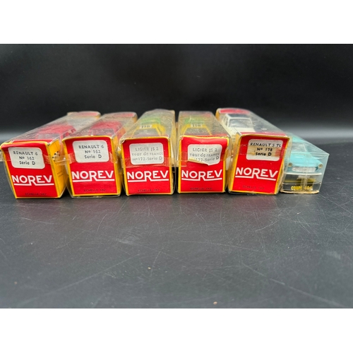 205 - A collection of 6 French 1970's Norev Plastic Model Cars Scale 1:43 Renault 6 , Ligire JS 2 Tour de ... 