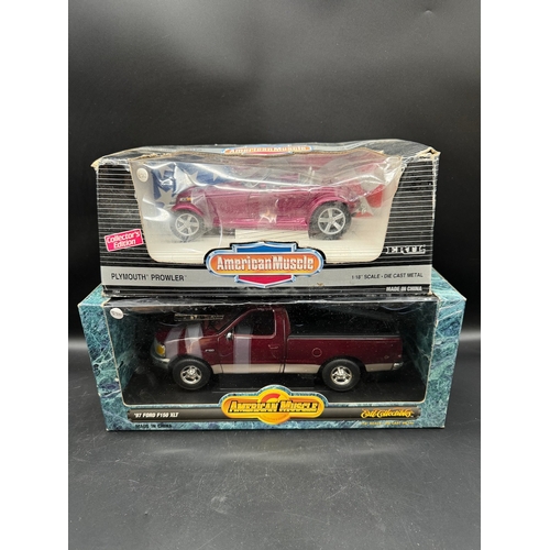 209 - Four 1/18 scale model die cast American cars including Mira by Solido Chevrolet Bel Air, Sun Star ch... 