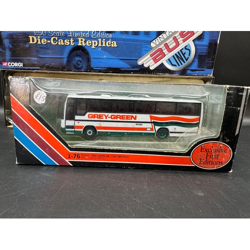 213 - Corgi die cast coaches & buses including Corgi Vintage Bus Line PCC Streetcar Baltimore 1/50 + Origi... 