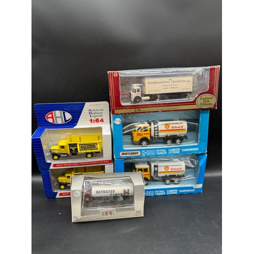 214 - A collection of Corgi, Matchbox, Tekno, AHL, + other Heavy Hauler / Tanker Die cast models all boxed