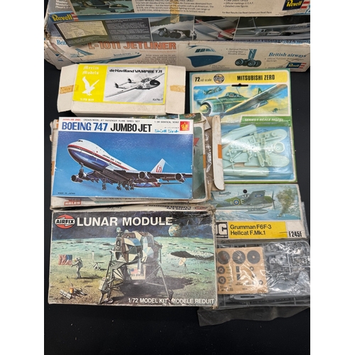 224 - A collection of plastic model aircraft kits such as Air Fix, Revell + others  - some sealed