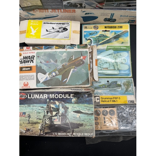 224 - A collection of plastic model aircraft kits such as Air Fix, Revell + others  - some sealed