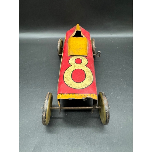 251 - 1930's Tin Plate Clock Work Racer - 30cm