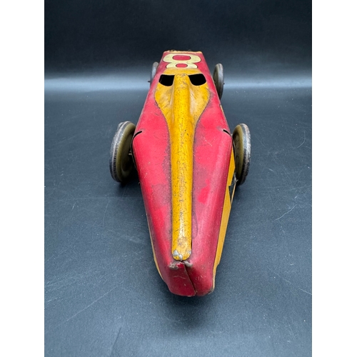 251 - 1930's Tin Plate Clock Work Racer - 30cm