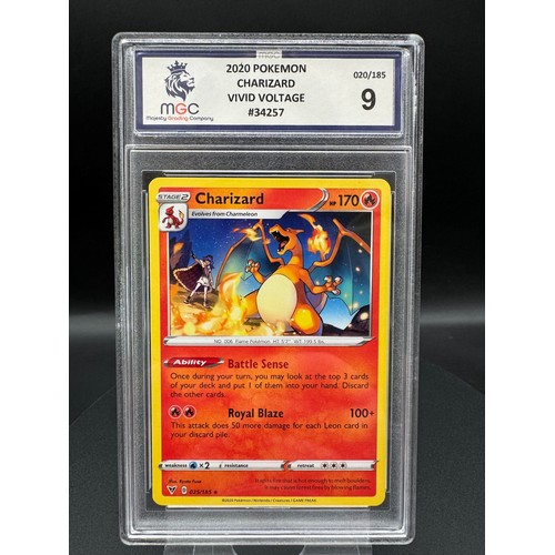 103 - 4 Pokemon Graded Cards including MGC 9 Charizard Vivid Voltage , MGC 5 Articuno Holo Fossil , PCA 9 ... 