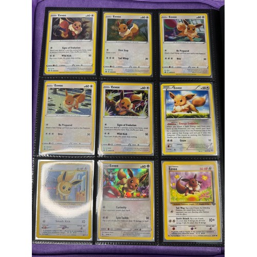 105 - Pokemon Album containing Eevee & Evolvements - contains Holo cards from last 20 years including Foss... 