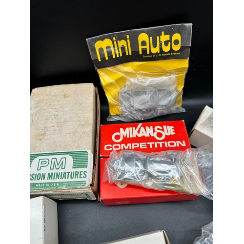 228 - A collection of complete vintage white metal model car kits by John Day, Precision Miniatures, Mini-... 