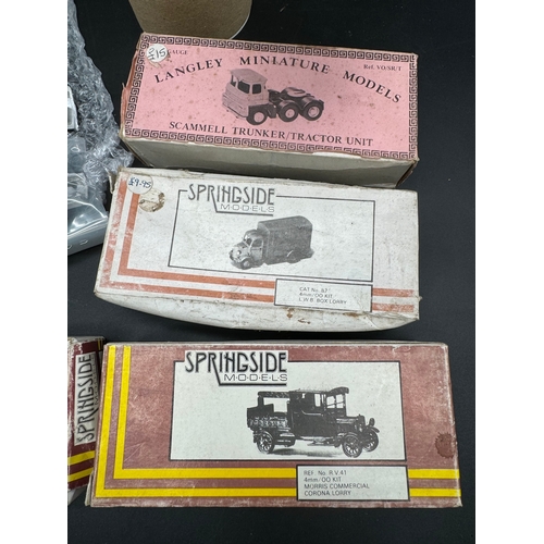 230 - A collection of white metal model transport vehicle model kits including Springside Models, Langley ... 