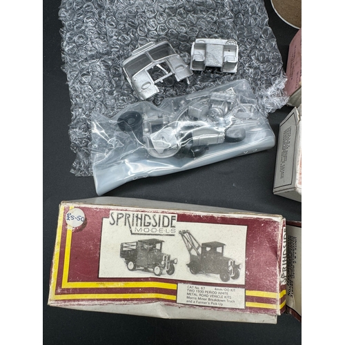 230 - A collection of white metal model transport vehicle model kits including Springside Models, Langley ... 