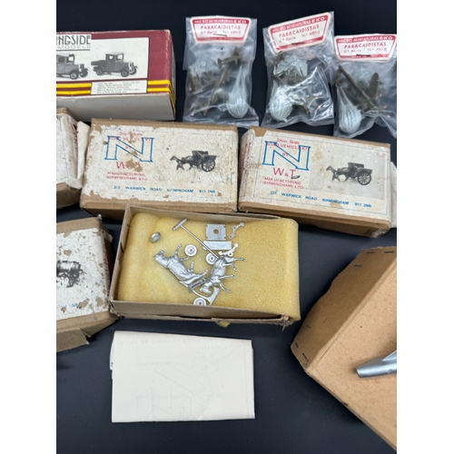 231 - A collection of boxed white metal model kits by W&T / Springside + EKO plastic infantry models