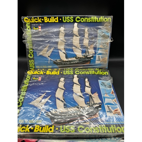 234 - Two Revell USS Constitution Model Ship Kits + 1/800 Scale Titanic - boxed / complete