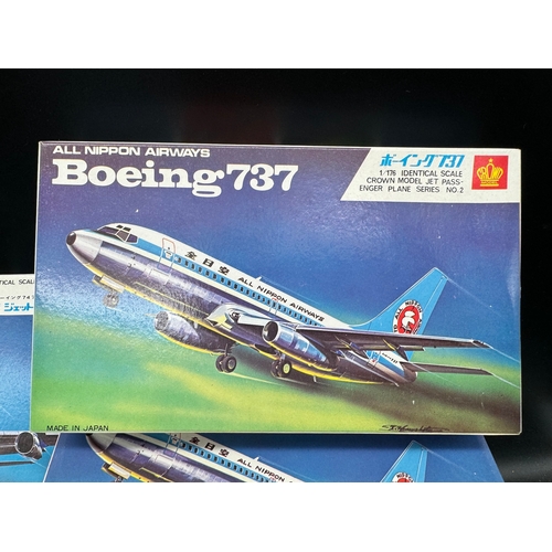 236 - A collection of 14 Crown Japan Model Boeing 747 Jumbo Jet Plastic Moulded Kits Complete