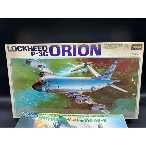 242 - Three Aircraft Moulded Plastic Model Kits including Lockheed P3C Orion, Spitfire & Lockheed YF12A In... 