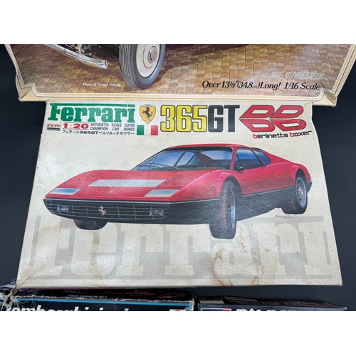 243 - Five Moulded Plastic Model Care Kits including Revell Rolls Royce Phantom II 1/16 Scale , Ferrari 36... 