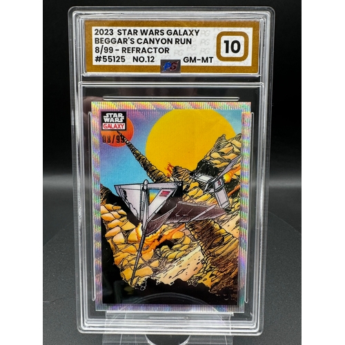 564 - 2023 Topps Star Wars Galaxy Chrome Beggars Canyon Run 8/99 Wave Refractor Card No 12 Gem Mint graded... 