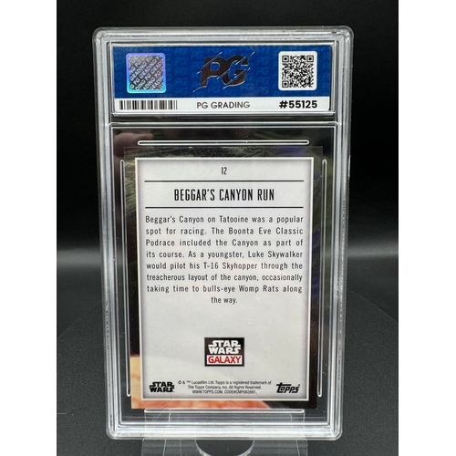 564 - 2023 Topps Star Wars Galaxy Chrome Beggars Canyon Run 8/99 Wave Refractor Card No 12 Gem Mint graded... 