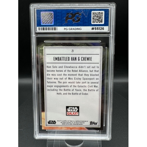 565 - 2023 Topps Star Wars Galaxy Chrome Embattled Han & Chewiee 75/199 Green Refractor Card Graded Mint 9... 