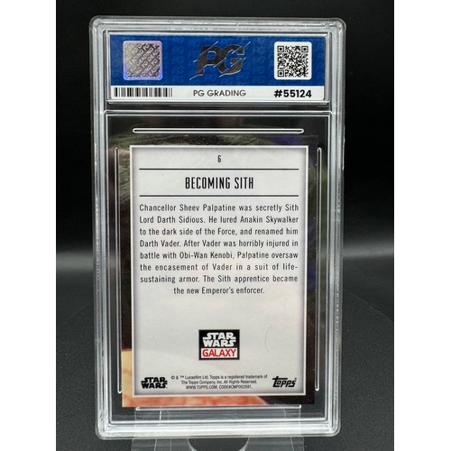 566 - 2023 Topps Star Wars Galaxy Chrome Becoming Sith Refractor Card 17/75 No 6 Graded Mint PG 9.5