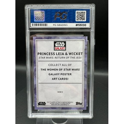 567 - 2023 Topps Star Wars Galaxy Chrome P Leia & Wicket 83/99 Green Refractor Card WSW5 Graded Card PG 10... 