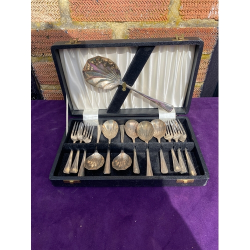 108 - Three silver plated cutlery sets.