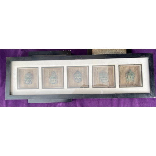 114 - Framed stone relief art pieces.