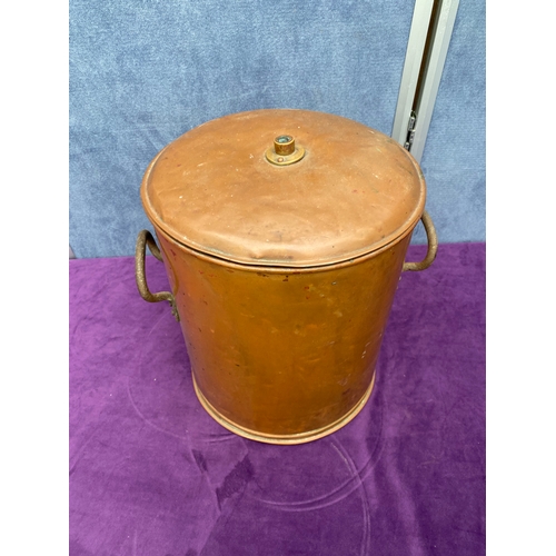 145 - Copper hot water urn and two tea pots