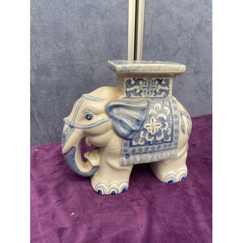 159 - Ceramic Vase and Elephant plant stand with two elephant candles.