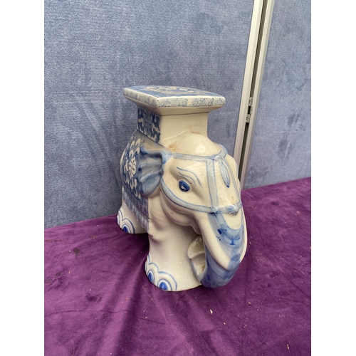 159 - Ceramic Vase and Elephant plant stand with two elephant candles.