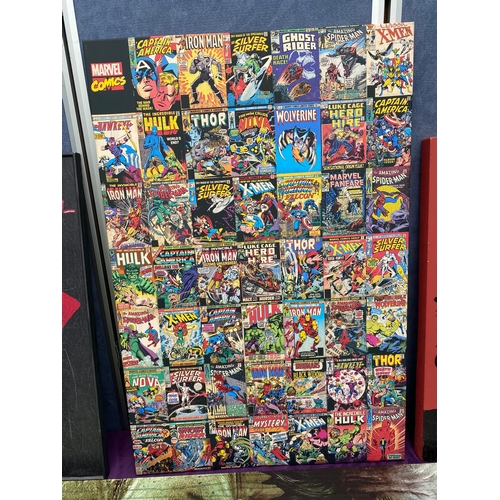 165 - Four vibrant canvases including Joker, The rolling stones, Marvel and Che Guevara in hypnotising gla... 