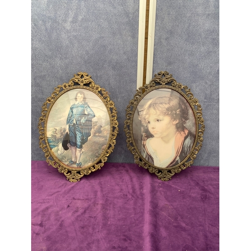 169 - Two Vintage prints in ornate metal frames.