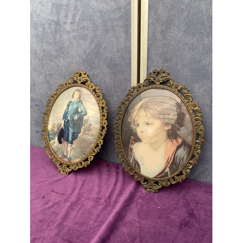 169 - Two Vintage prints in ornate metal frames.