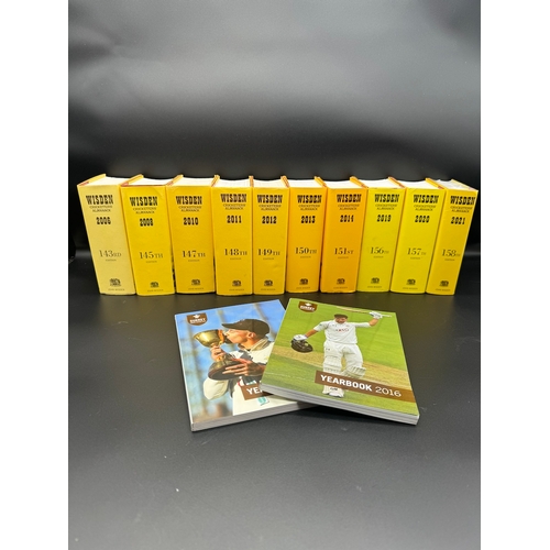 30 - 10 Volumes of Wisden Cricketeers Almanack + two years books  2006-2021 
2021 edition still sealed