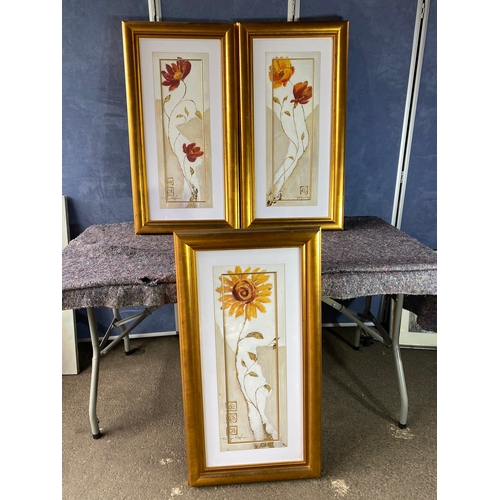 49 - A trio of gilt framed Tomasyn De Winter floral artworks