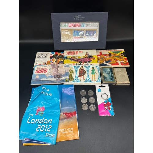 51 - A collection of First Day covers, Cigarette cards in albums, playing cards  + London 2012 Olympics C... 