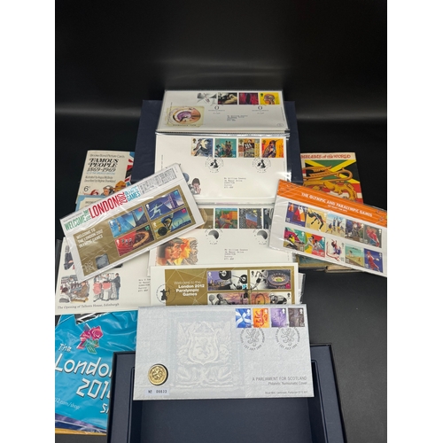 51 - A collection of First Day covers, Cigarette cards in albums, playing cards  + London 2012 Olympics C... 