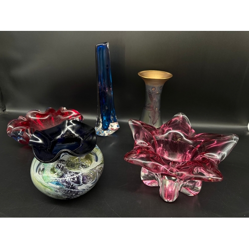 57 - Collection of Murano Art Glass Vases + other studio galss