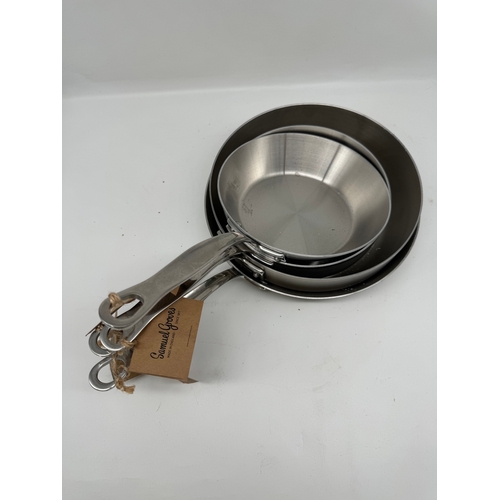 74 - Four New Samuel Groves Stainless Steel Pans