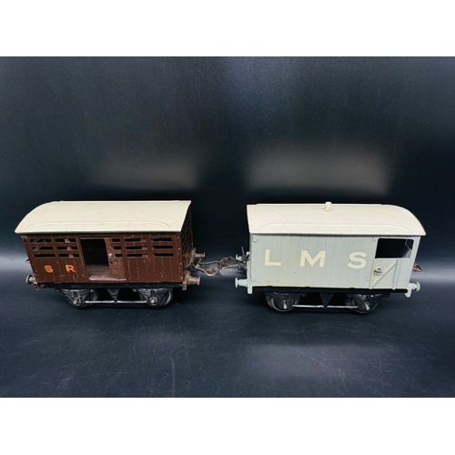 271 - 7 Hornby Series O Gauge Wagons including LNER Snow Plough, Shell & Castrol Tankers - unboxed