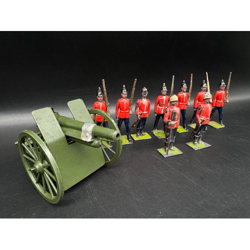 276 - Britains York & Lancastrian Regiment Soldiers + Artillery Gun