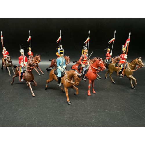 282 - Britains Hollow cast 16th Lancer Regiment + Cavalry Officers