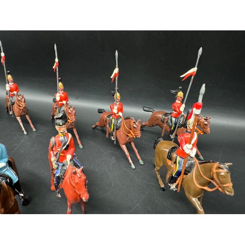 282 - Britains Hollow cast 16th Lancer Regiment + Cavalry Officers