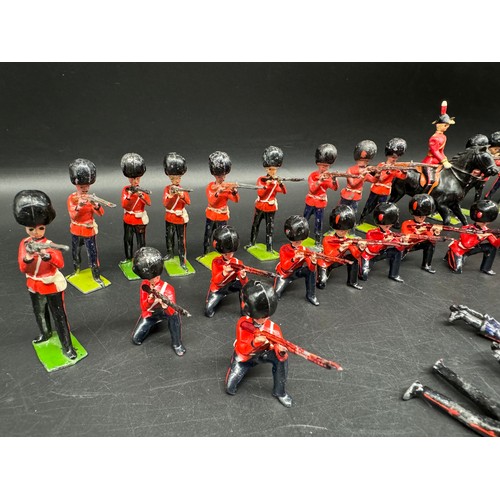 285 - Britains Hollow cast Coldstream Guards, Grenadier Guards , Firing, Kneeling, mounted officer + other... 