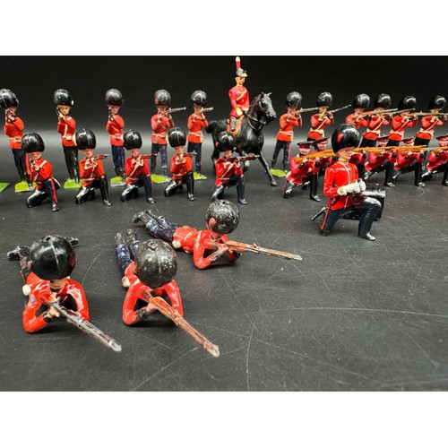 285 - Britains Hollow cast Coldstream Guards, Grenadier Guards , Firing, Kneeling, mounted officer + other... 