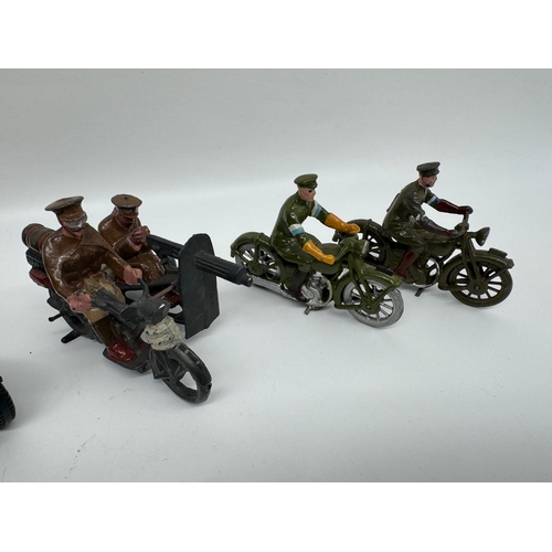 309 - Britains 1448 Army Staff Cars, 1793 Motor Machine Gun Corps Motorcycle + 3 Motorcycle Dispatch Rider... 