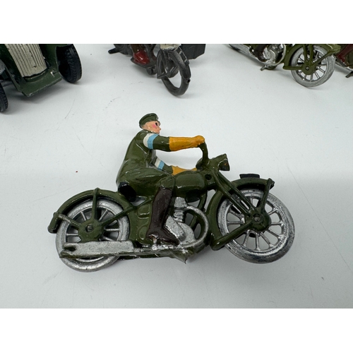 309 - Britains 1448 Army Staff Cars, 1793 Motor Machine Gun Corps Motorcycle + 3 Motorcycle Dispatch Rider... 