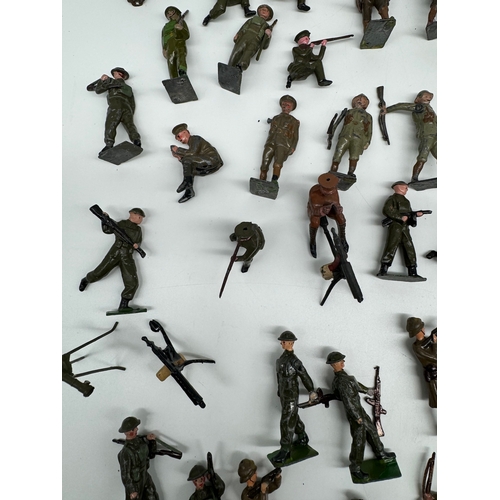 313 - Large quantity of Britains Hollow Cast WW1 & WW2 Infantry, Officers , accesories