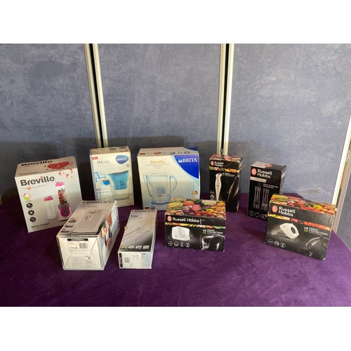 203 - A collection of new in the box/Unused kitchen items including Russell Hobbs